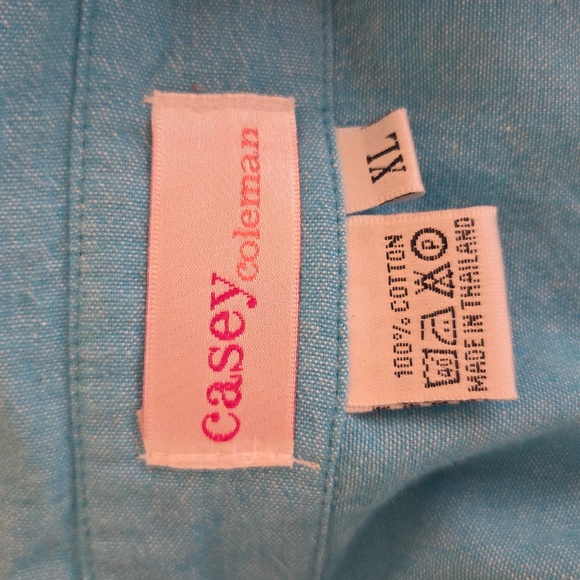 Vintage Blue Hummingbird Button-Up Long Sleeve Embroidered Cotton Shirt Cottage - Picture 8 of 8